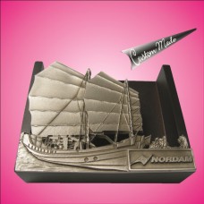 Memo Pad Holder with 3D Pewter Top - Corporate Icon Motif design
